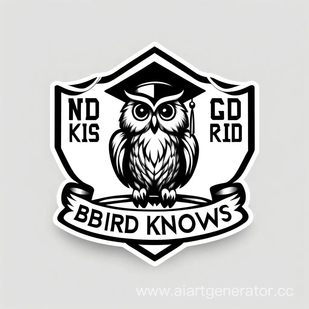 Sleek-Monochromatic-Owl-Logo-with-Bird-Knows-in-Russian