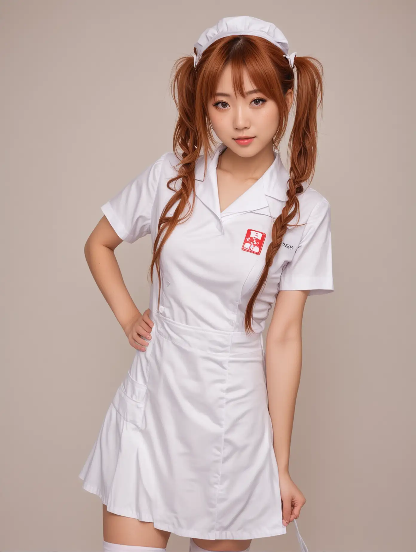 Seductive Japanese Nurse with CaramelColored Hair and Amber Eyes