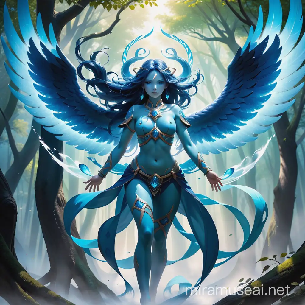 Enchanting Blue Air Spirit in a Fantasy Realm