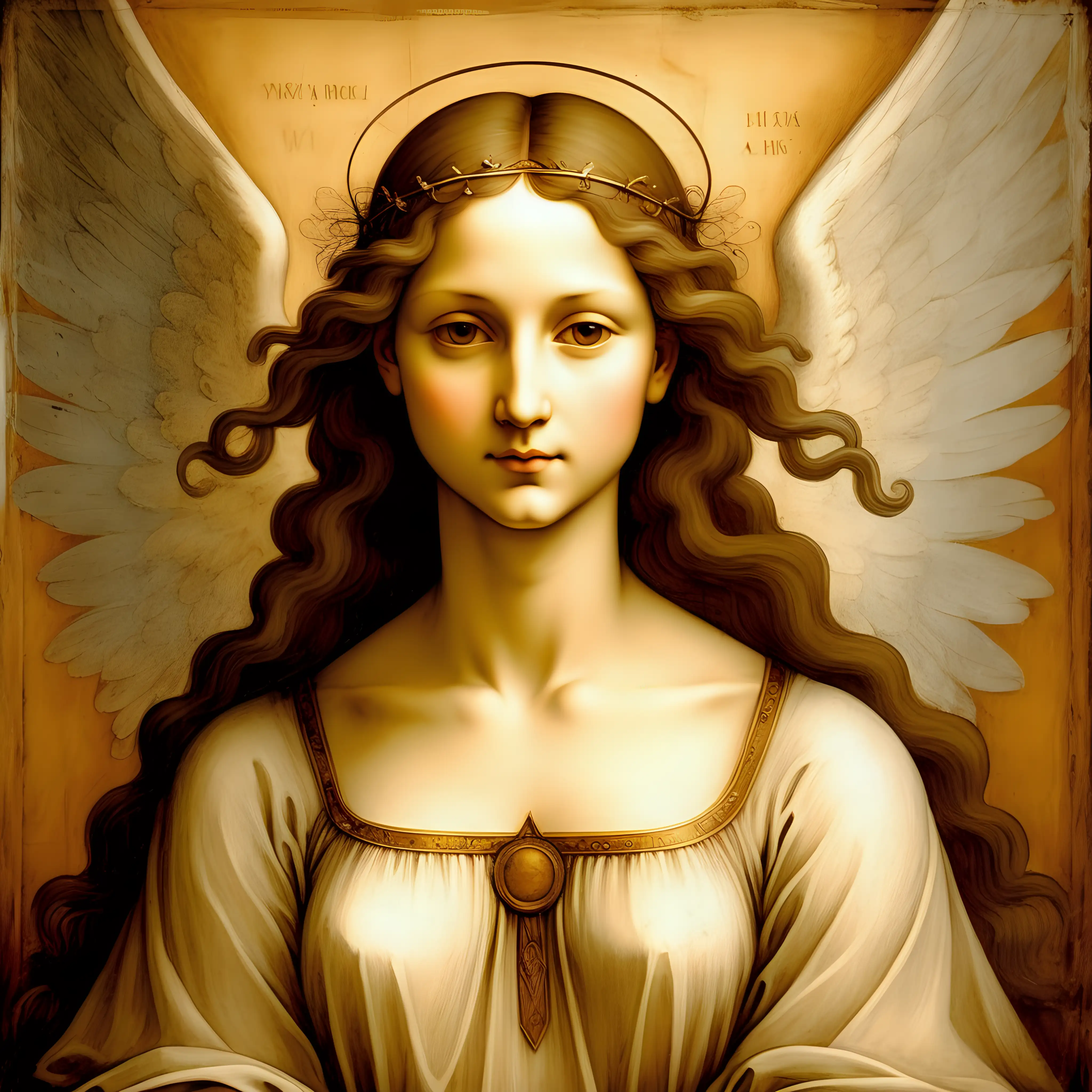 painting in da vinci art style of an angel