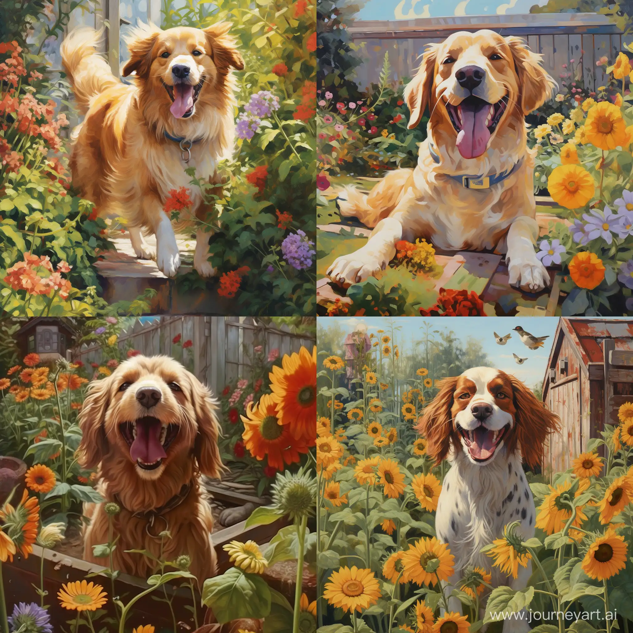 Joyful-Canine-Frolicking-in-Lush-Garden-Paradise