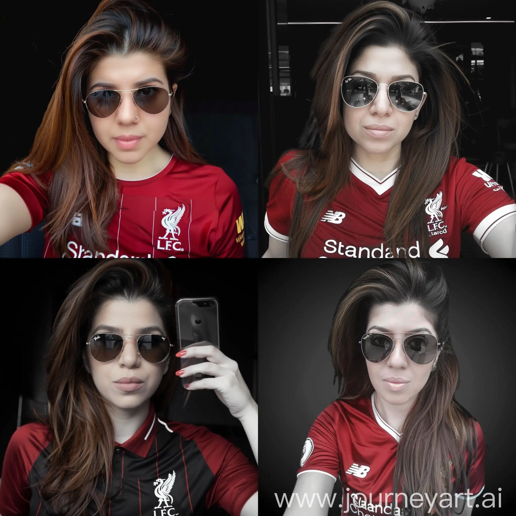 https://cdn.theorg.com/35b5752c-0e0a-4095-869d-88ac40d6735b_thumb.jpg Dela Rostami with long hair, round nose,wearing sunglasses and liverpool fc jersey is taking a selfie