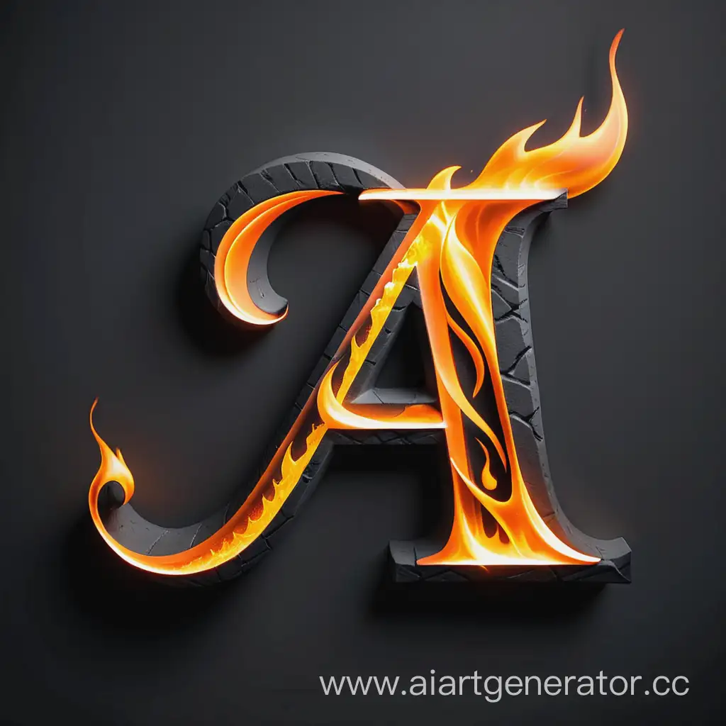 Пламенная надпись A 7 на черно-сером фоне