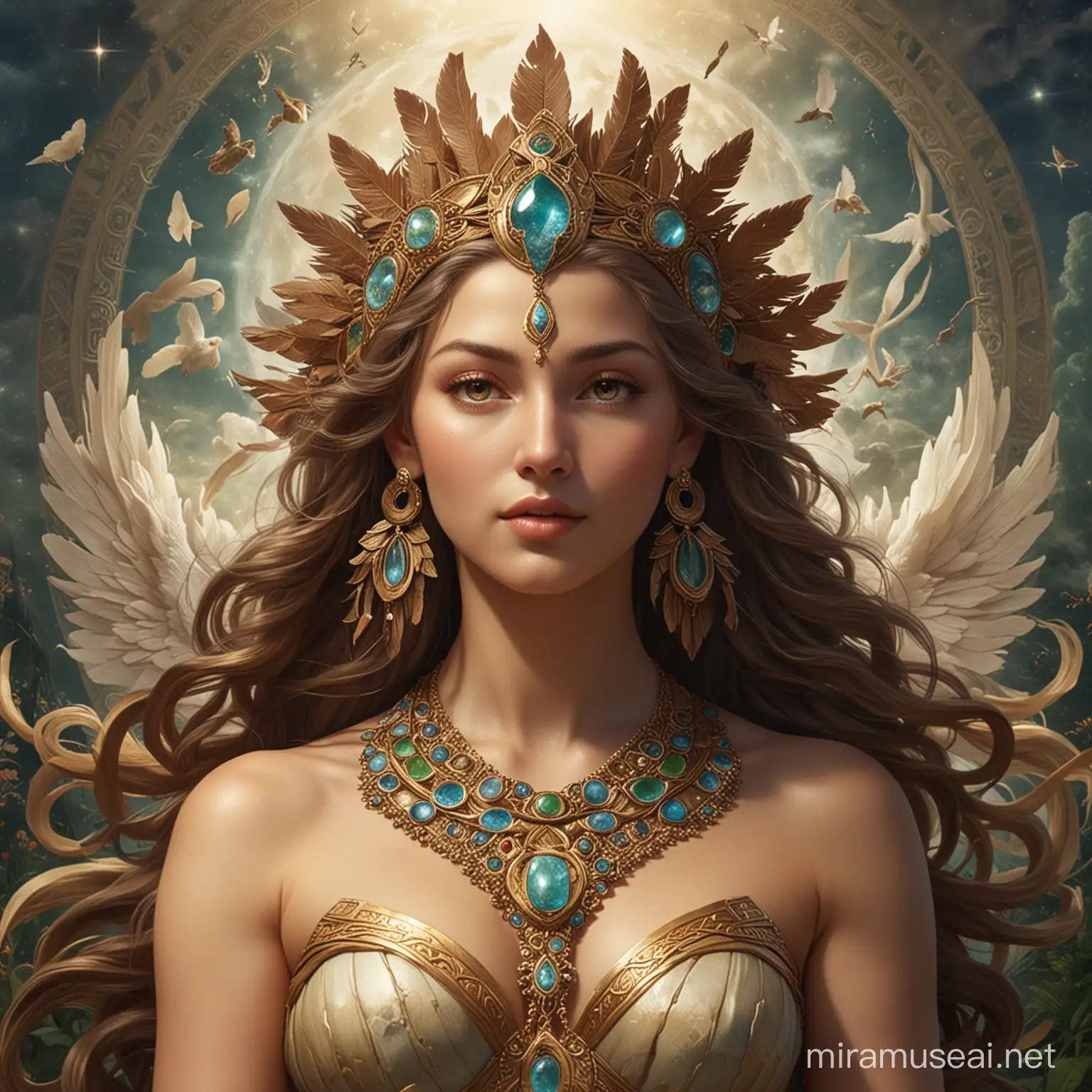 Goddess of the Earth Enveloped in Verdant Serenity