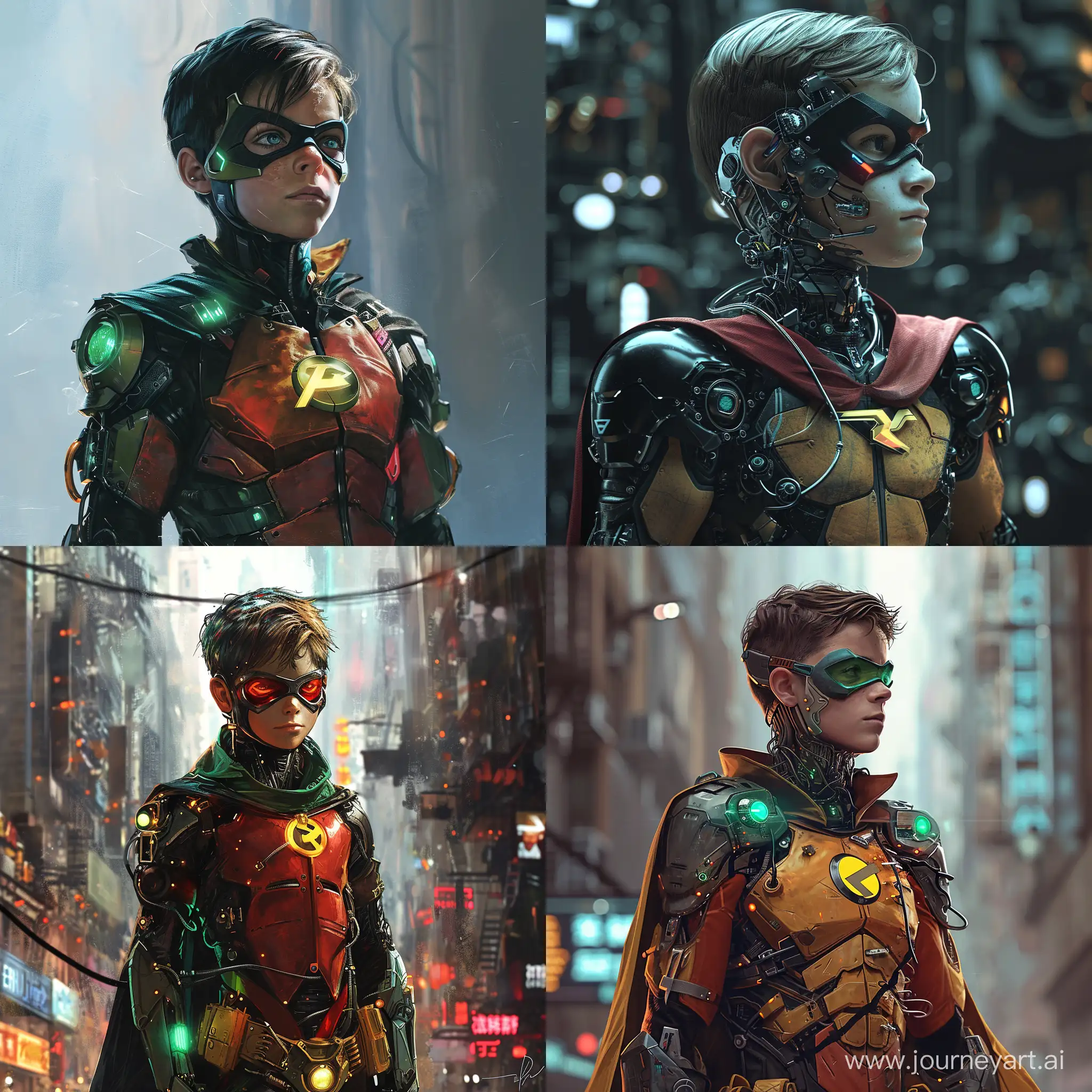 Ultra-futuristic Teen Titans Robin, perfect angle, for artstation, for DeviantArt, ultra-science fiction --v 6