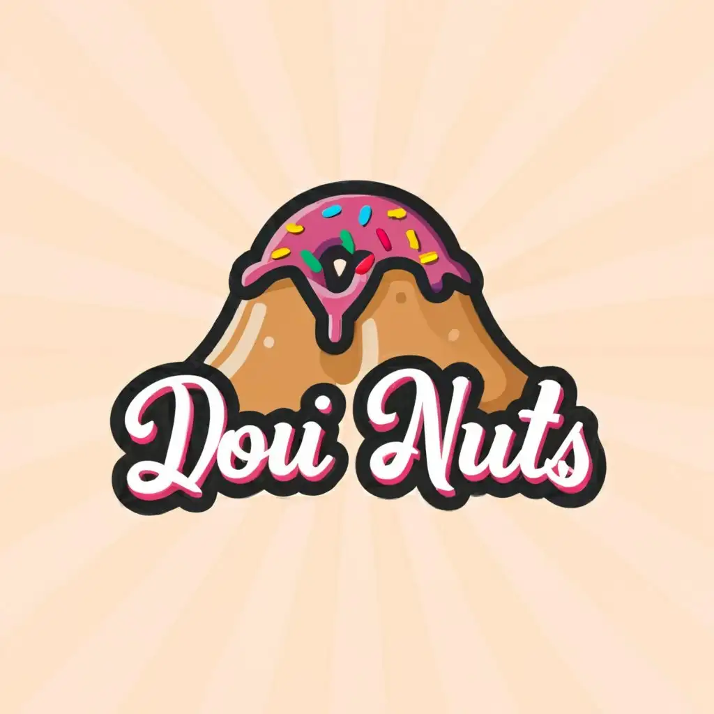 a logo design,with the text "DOUI NUTS", main symbol:Donuts like mountain,Moderate,clear background