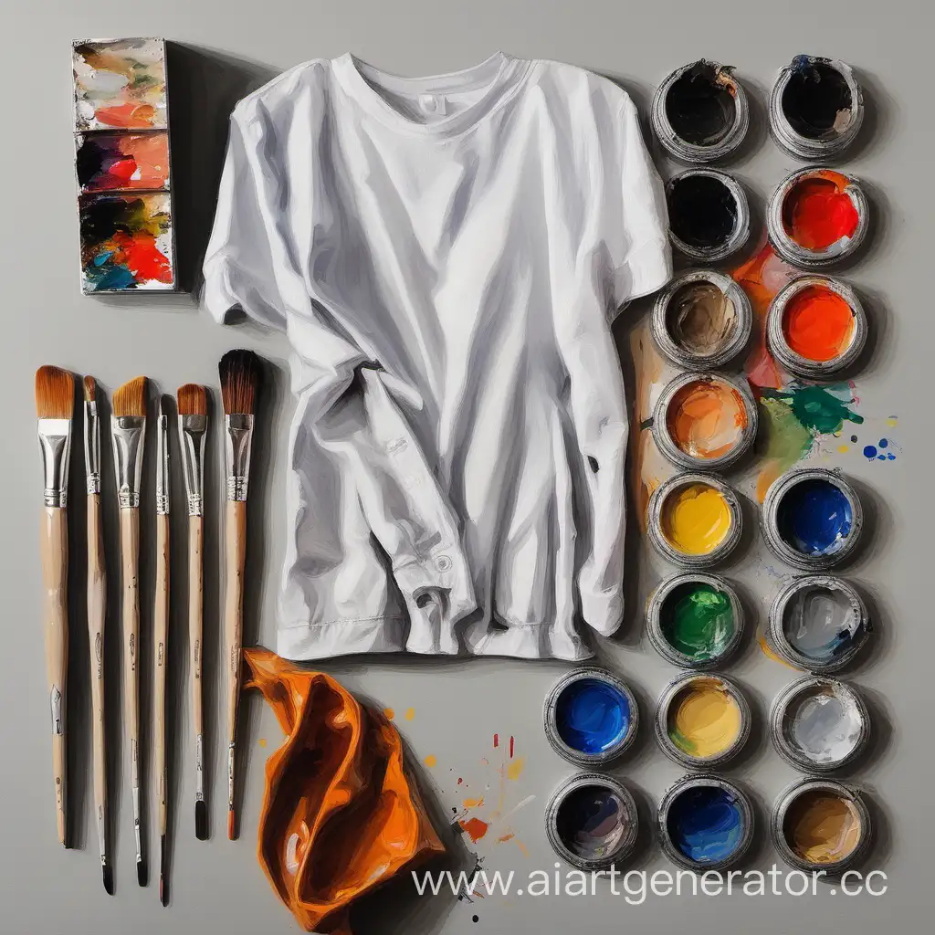 Vibrant-Artistic-Expression-with-Acrylic-Diverse-Palette-Creative-Brushes-and-Stylish-Clothing