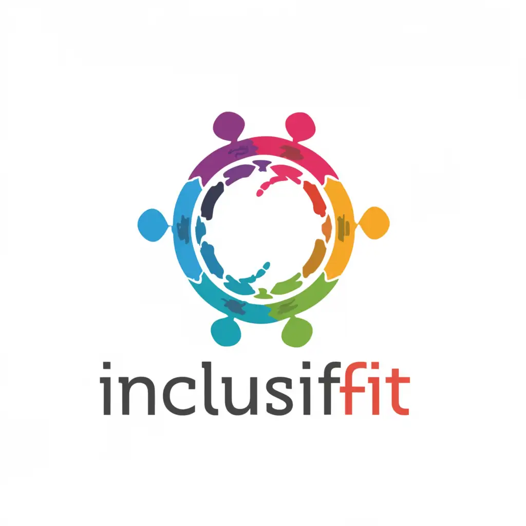 a logo design,with the text "Inclusifit", main symbol:people holding hands round a circle,Moderate,be used in Nonprofit industry,clear background