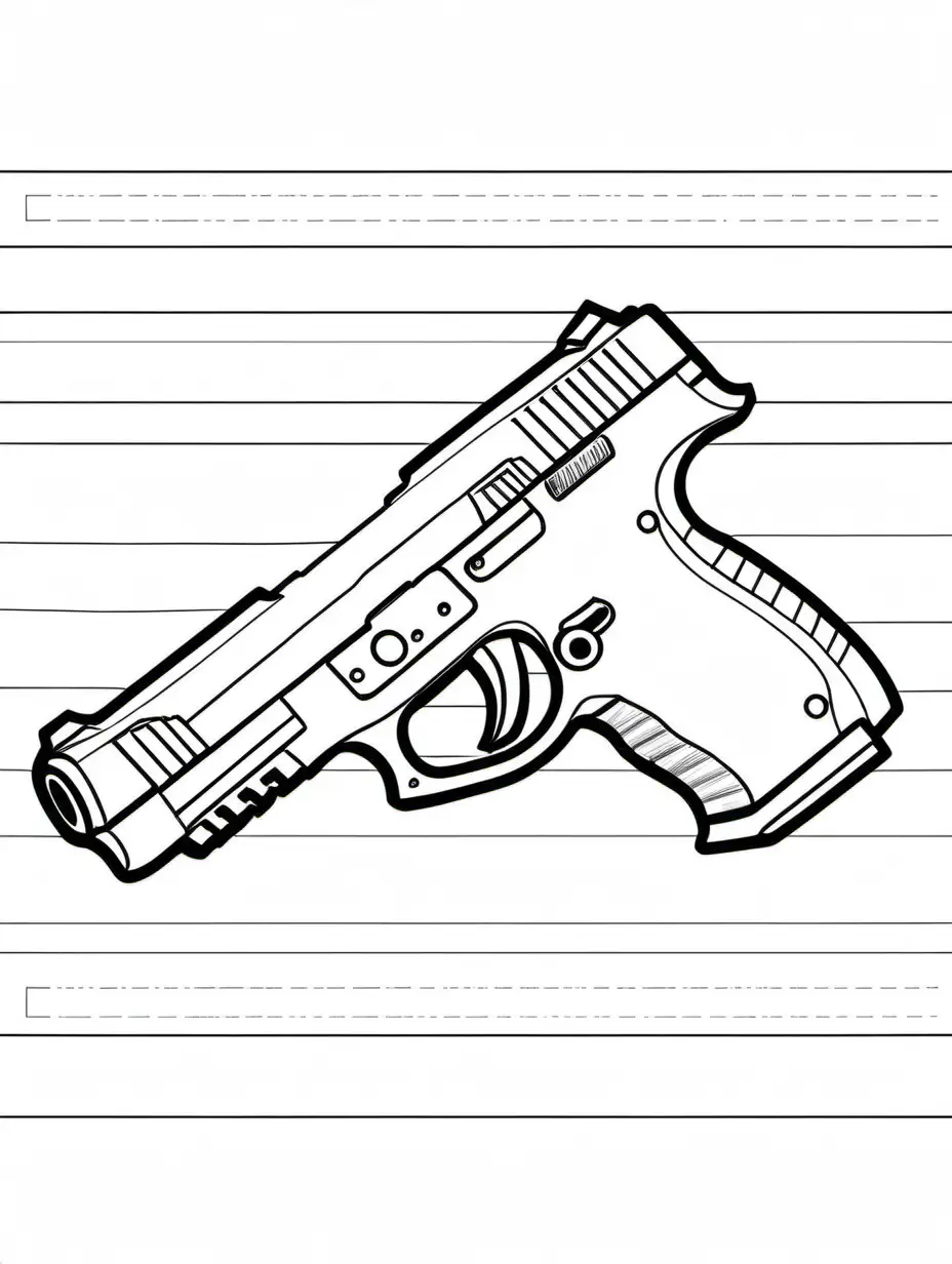 GUN STORE, Coloring Page, black and white, line art, white background, Simplicity, Ample White Space. The background of the coloring page is plain white to make it easy for young children to color within the lines. The outlines of all the subjects are easy to distinguish, making it simple for kids to color without too much difficulty
