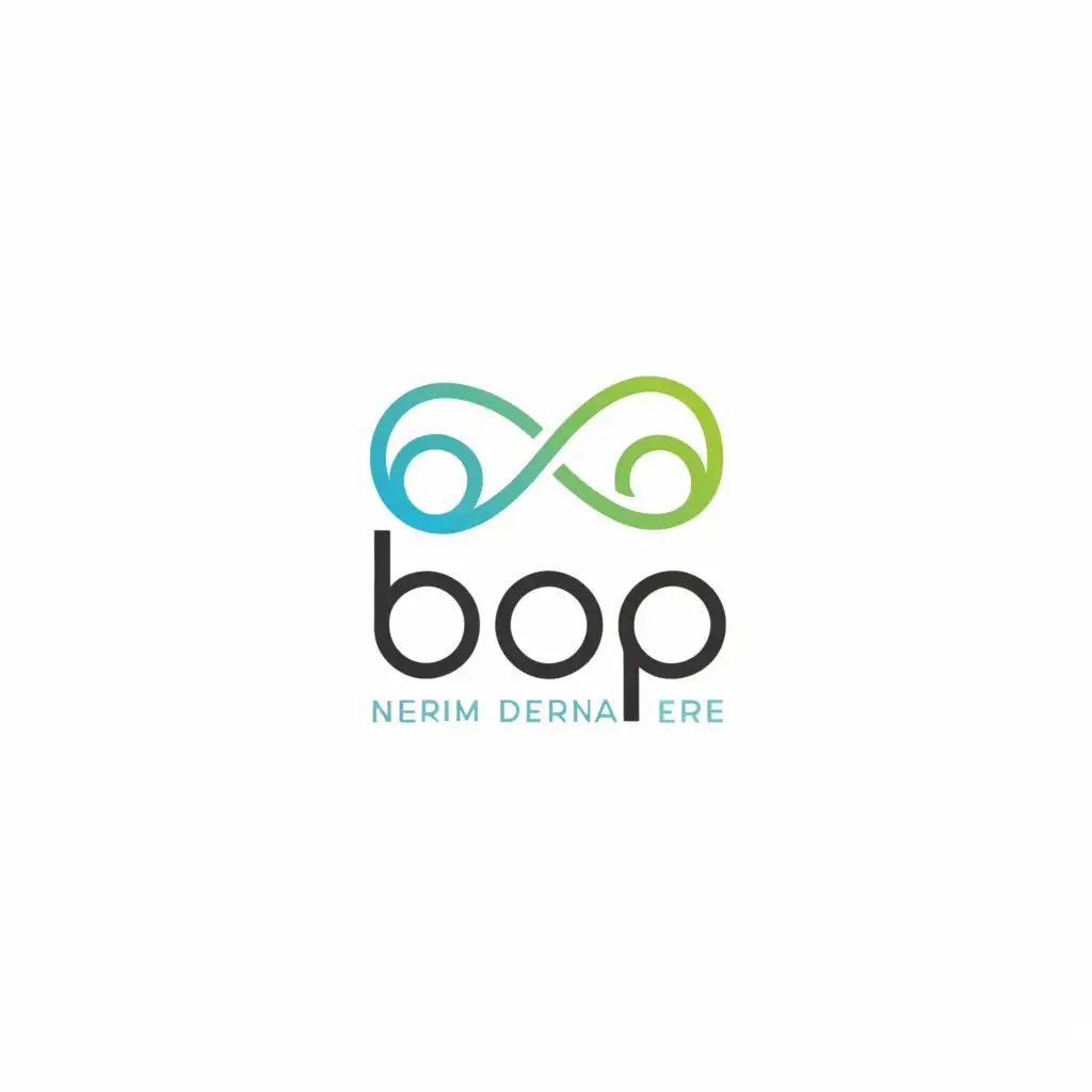 logo, minimalistic logo in two colors with curly symbols., with the text "BOP", typography, be used in Medical Dental industry