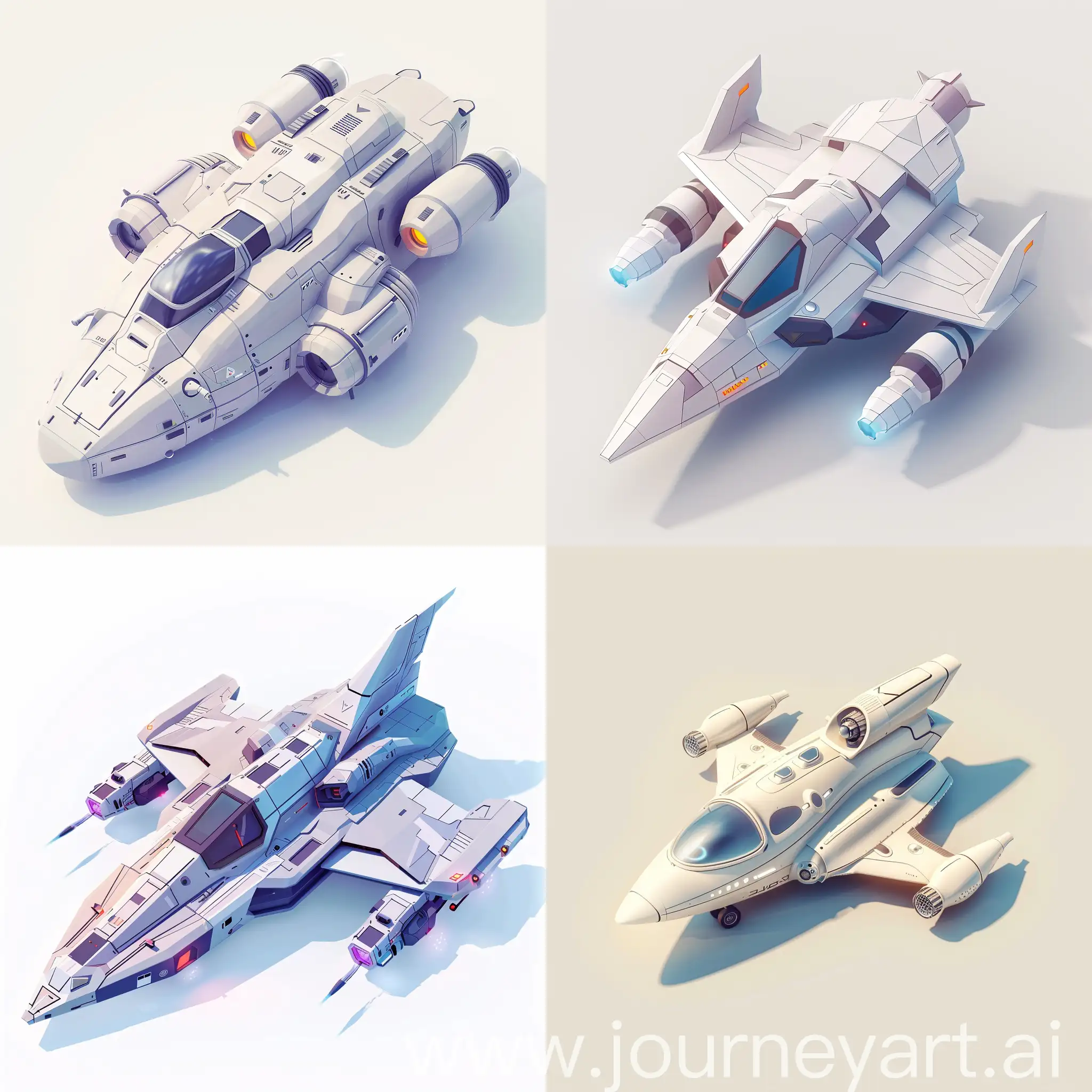 Futuristic-Isometric-Spaceship-Design-with-Soft-Shadows-on-White-Background