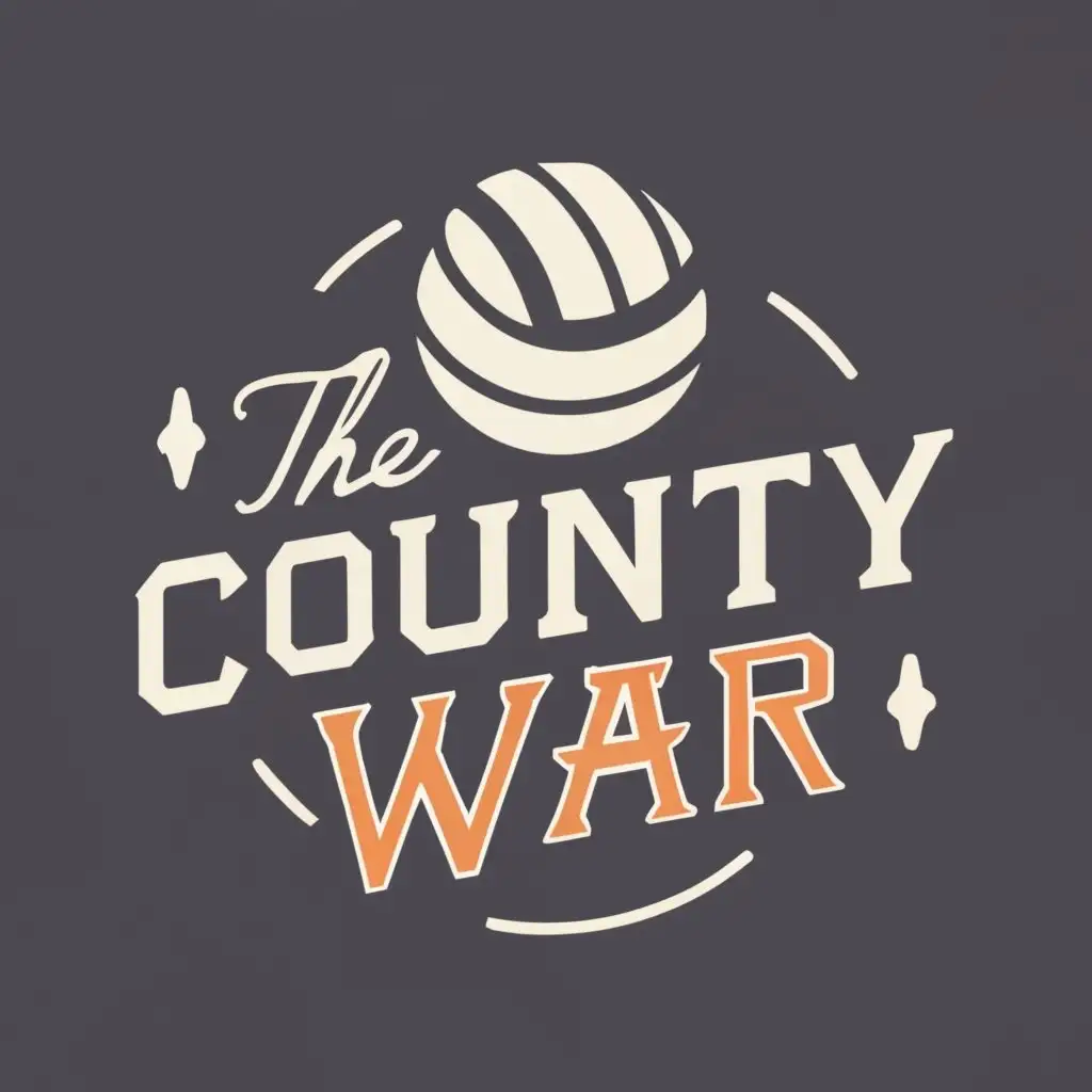 logo, volleyball, with the text "The county war", typography