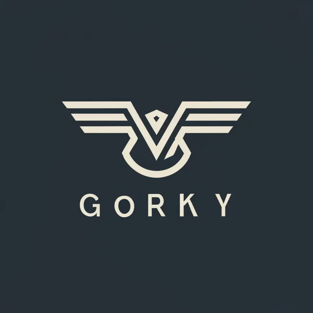 a logo design,with the text "Gorky", main symbol:aviation company, creating helicopters and airplanes of civil and military types,complex,be used in Automotive industry,clear background