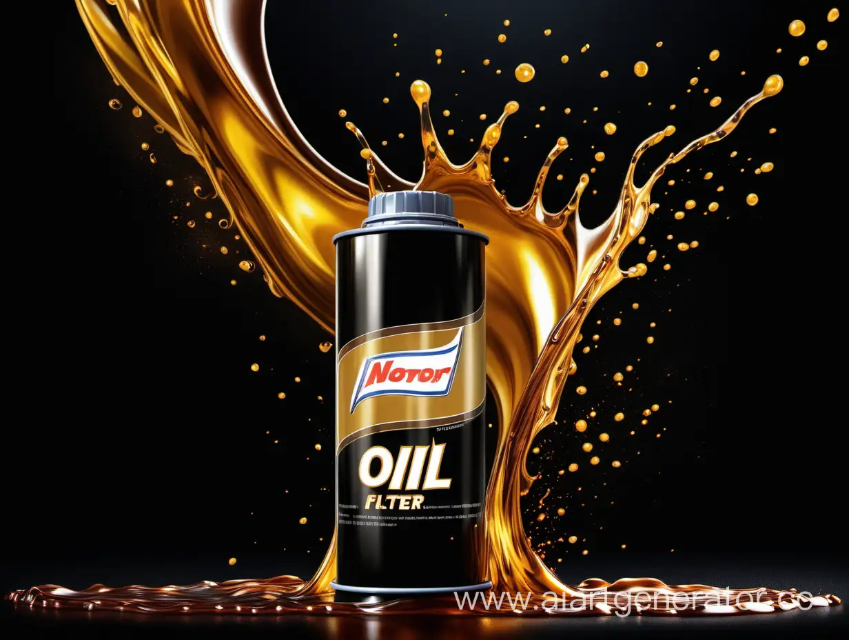 Vibrant-Automotive-Oil-Filter-Promotion-with-Golden-Splashes