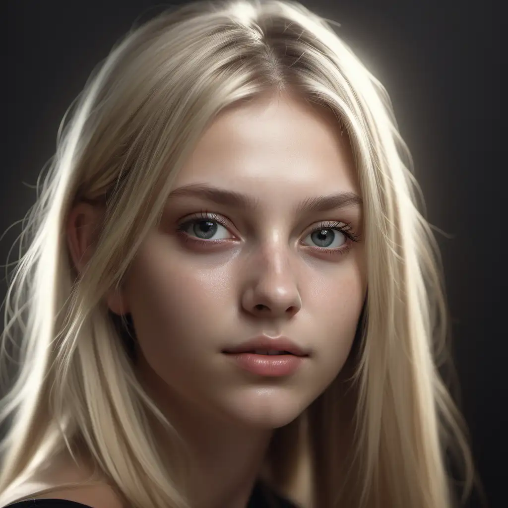 /imagine: photorealistic portrait of beautiful blonde straight haired 
girl