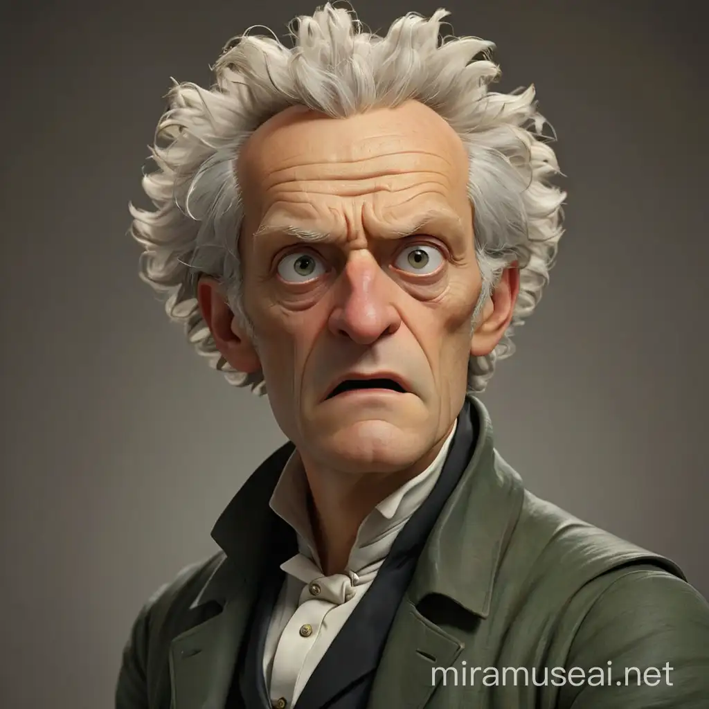 Arthur Schopenhauer Expresses Disgust in Realistic 3D Animation