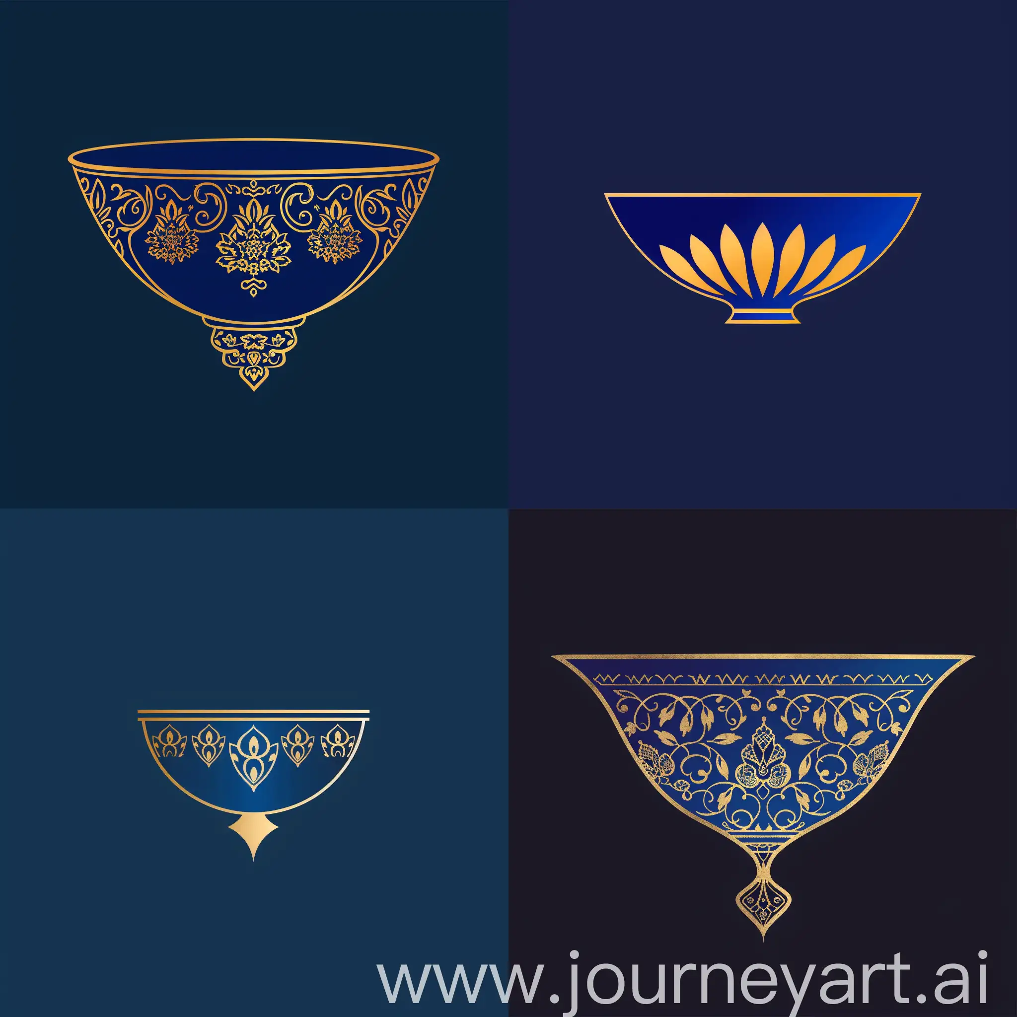 Antique-Iranian-Porcelain-Bowl-Logo-in-Blue-and-Gold-Theme