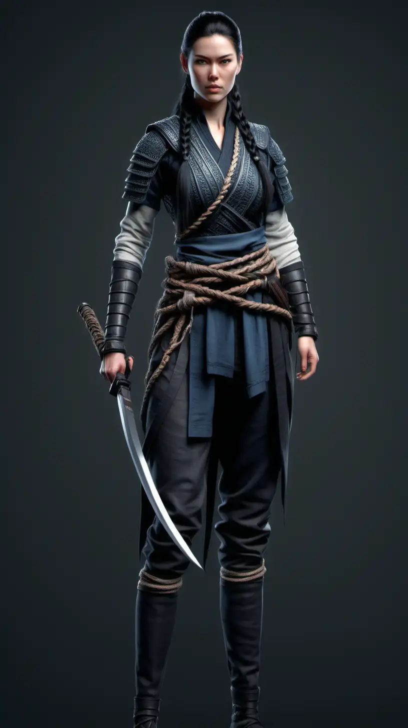 Photo Realistic Nordic Woman with Braided Hair in Ronin Attire