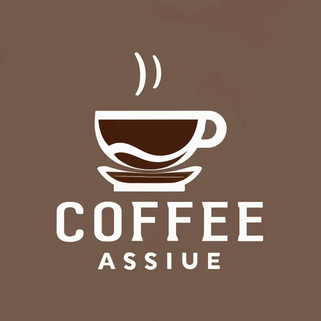 logo, cup of coffee, color, white, block, brown., with the text "coffee", typography, be used in Restaurant industry