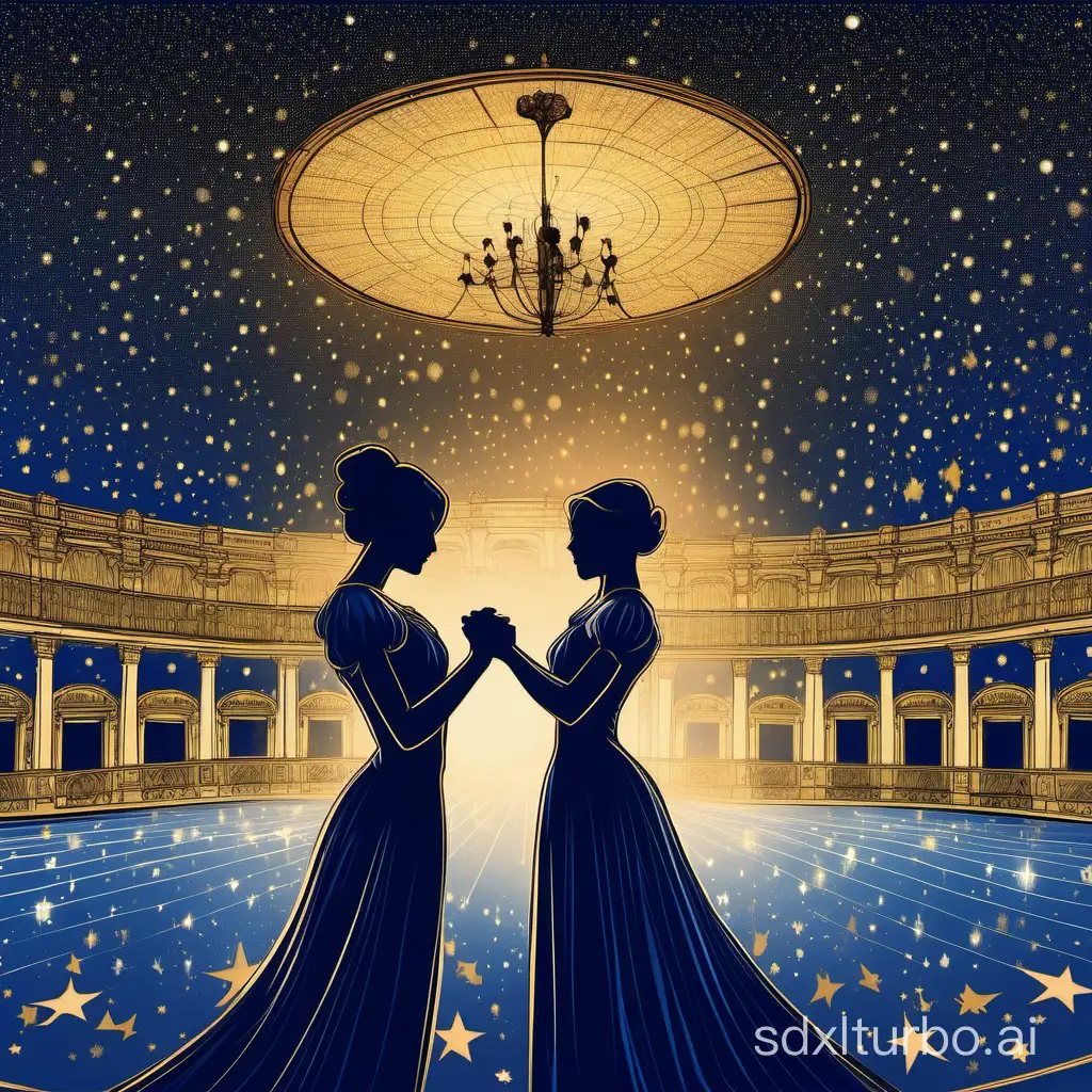 Mysterious-Night-Conversation-Profound-Dialogue-in-a-Ballroom-Setting