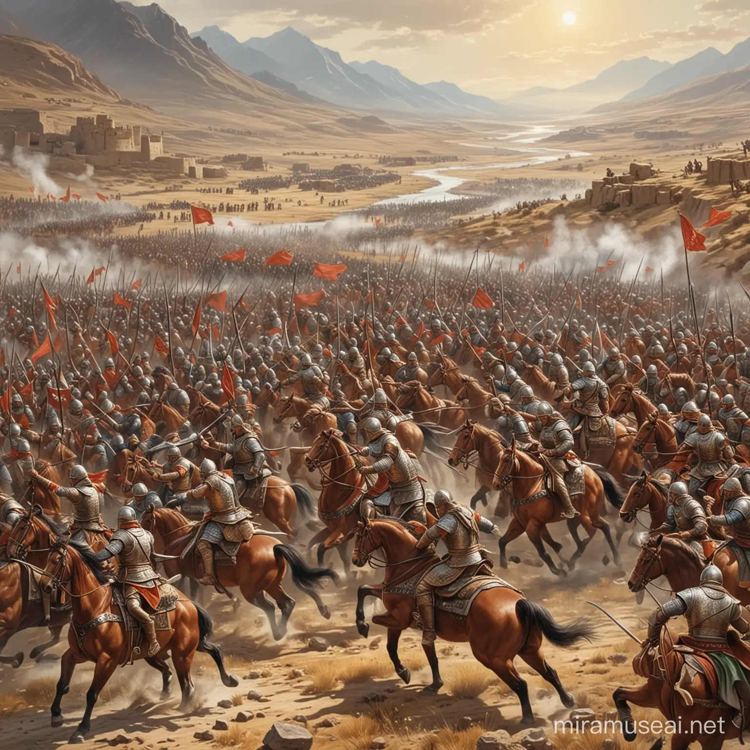 Epic Illustration of the Historic Battle of Talas Conquest and Conflict