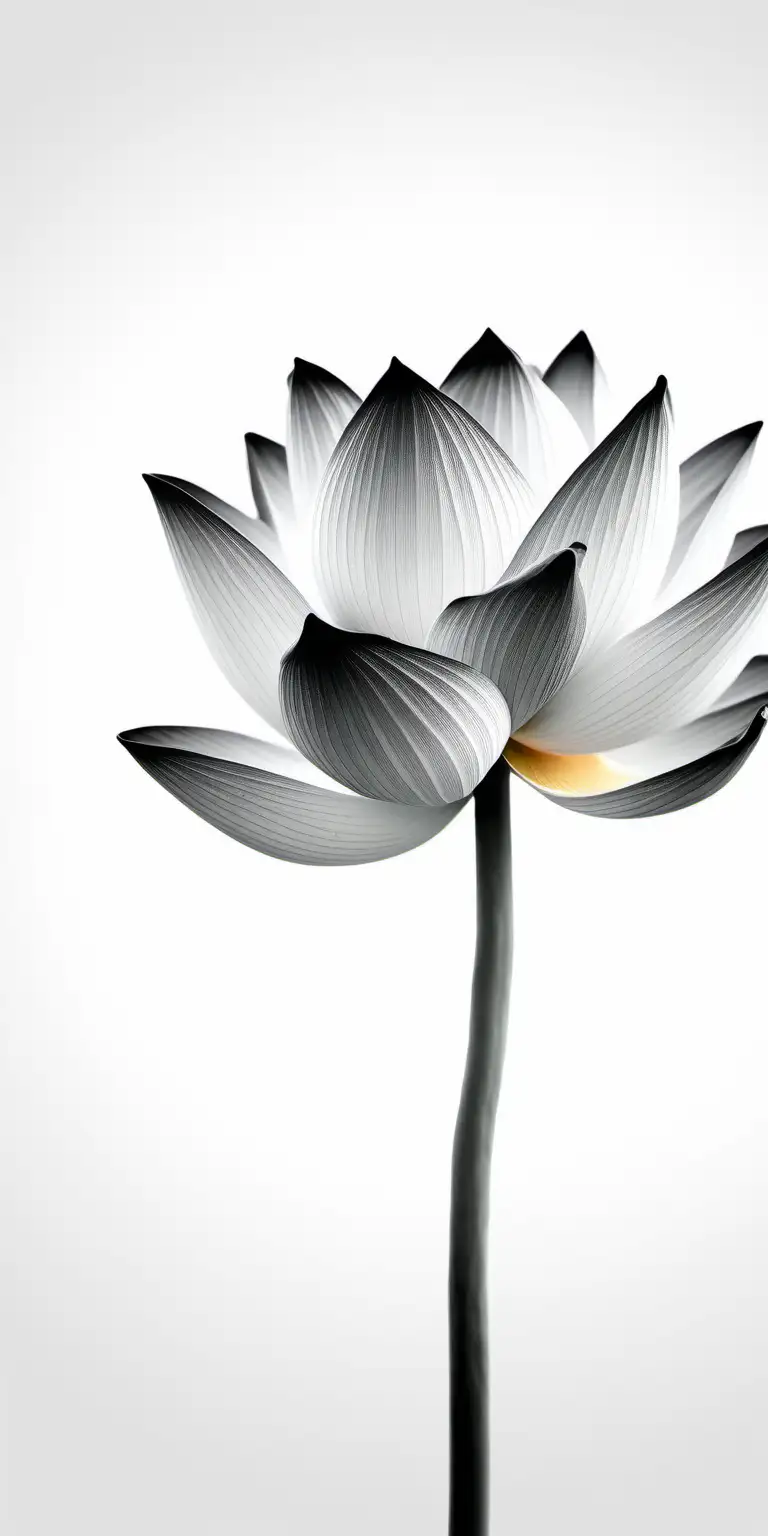 lotus flower, black and white, white background