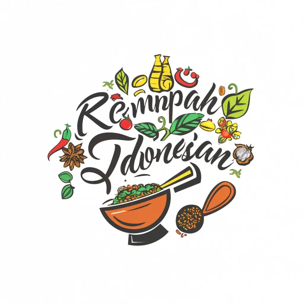 a logo design,with the text "Rempah Indonesian", main symbol:Presenting Indonesian food with a variety of spices,Moderate,be used in Restaurant industry,clear background