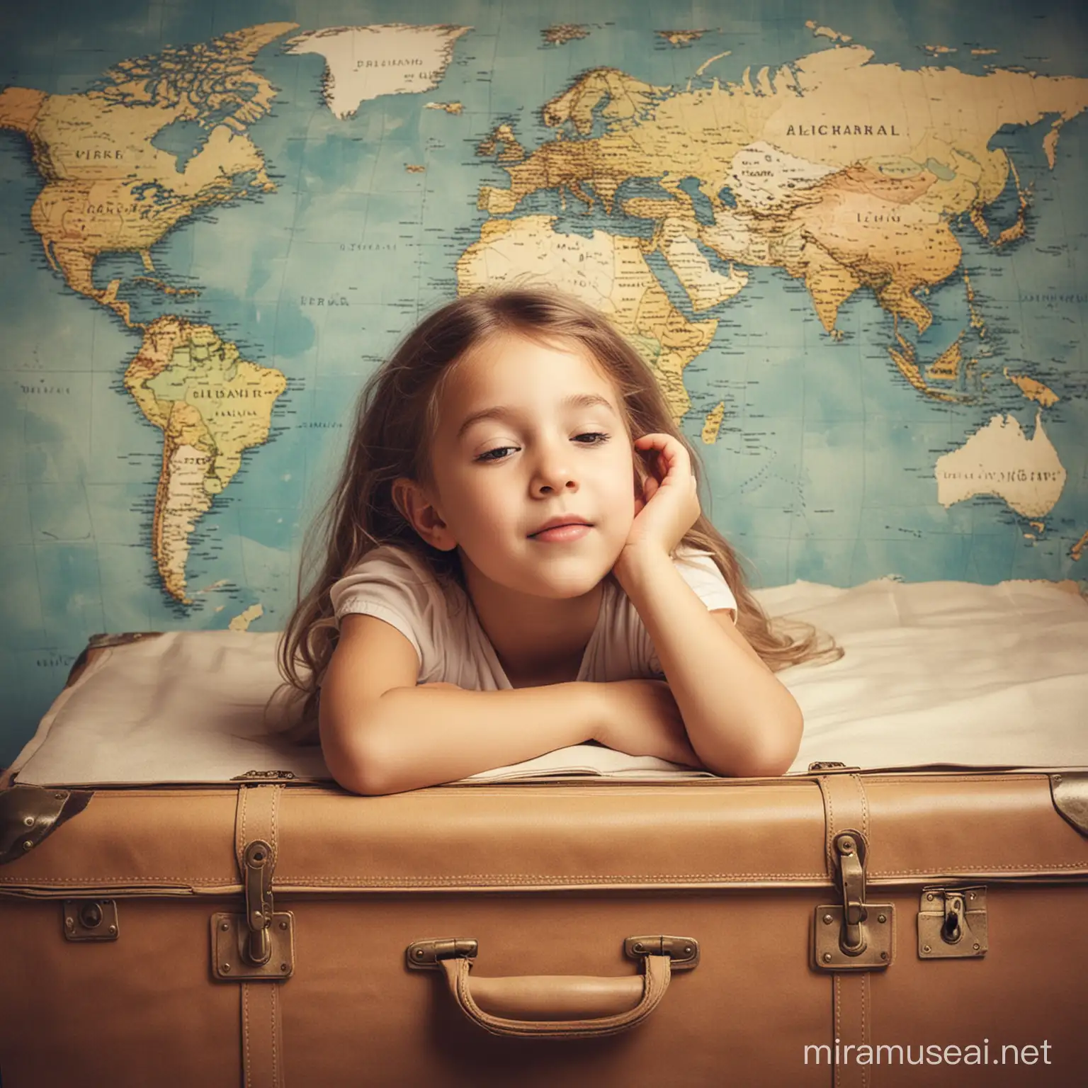 seorang gadis kecil yang bermimpi untuk liburan mengelilingi luar negeri