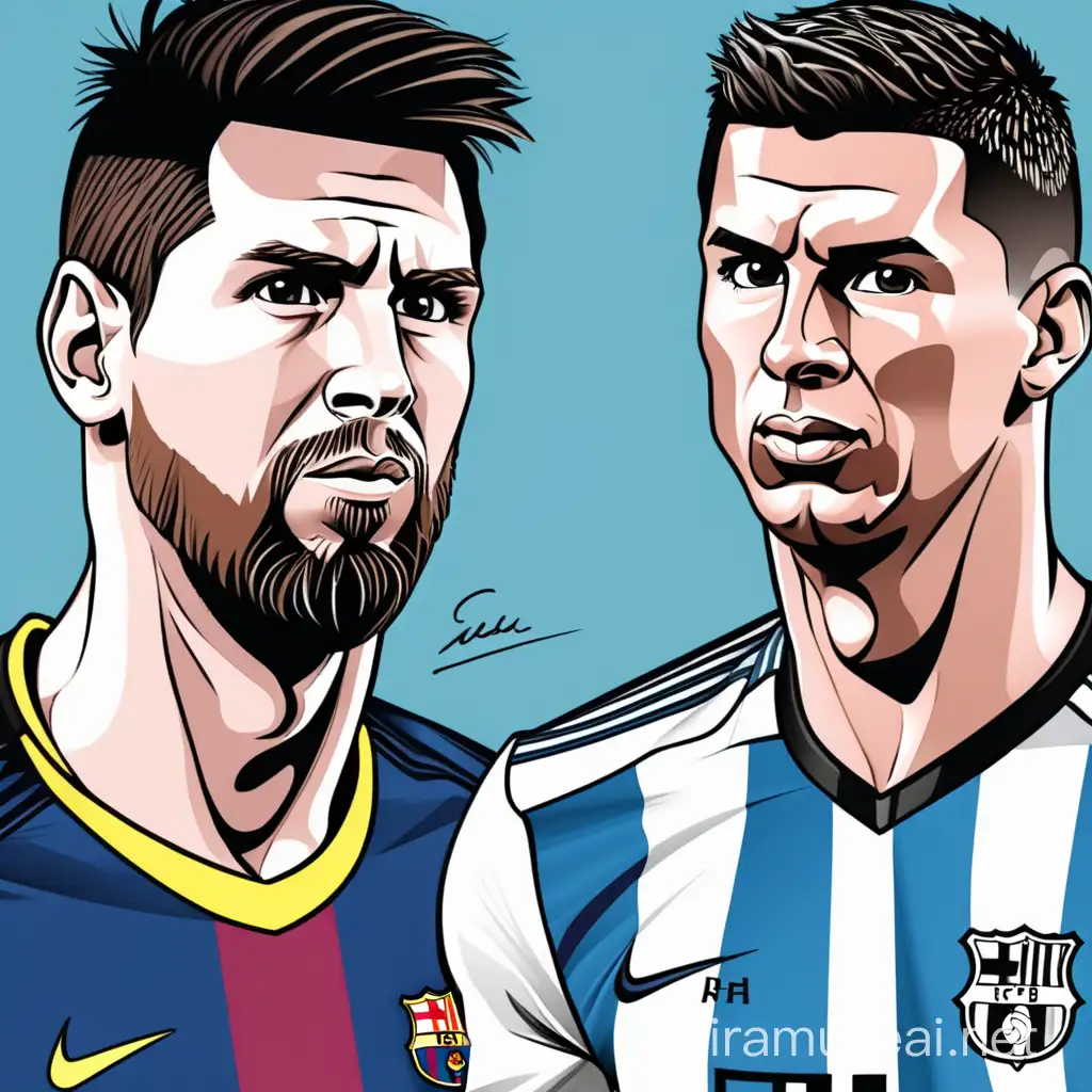 Messi and ronaldo cartoon