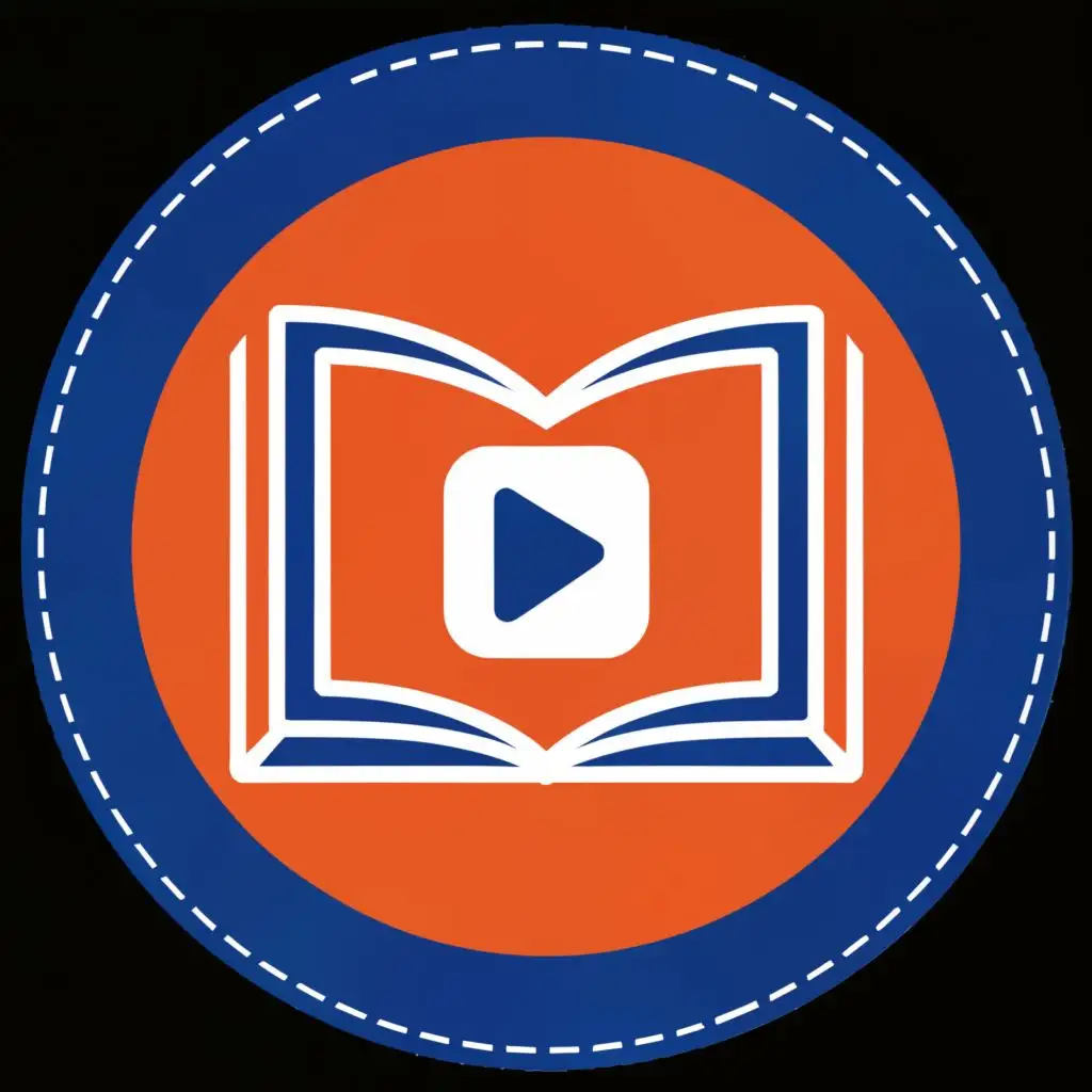 logo, Design a circular or square base shape as the background for the icon.
Place a slightly open book in the center, with the book colored in deep blue to fit the background and highlight the central element.
Precisely position a standard play button icon at the opening of the book, using white or bright orange to ensure it immediately draws attention.
Emanate several rays or flashes of light from the center of the book outward, using white or bright orange to symbolize the dynamic process of information and stories being transformed into video content.
Ensure all elements of the design and colors maintain sufficient contrast to remain clearly visible across different sizes and background colors., with the text "sora framer", typography