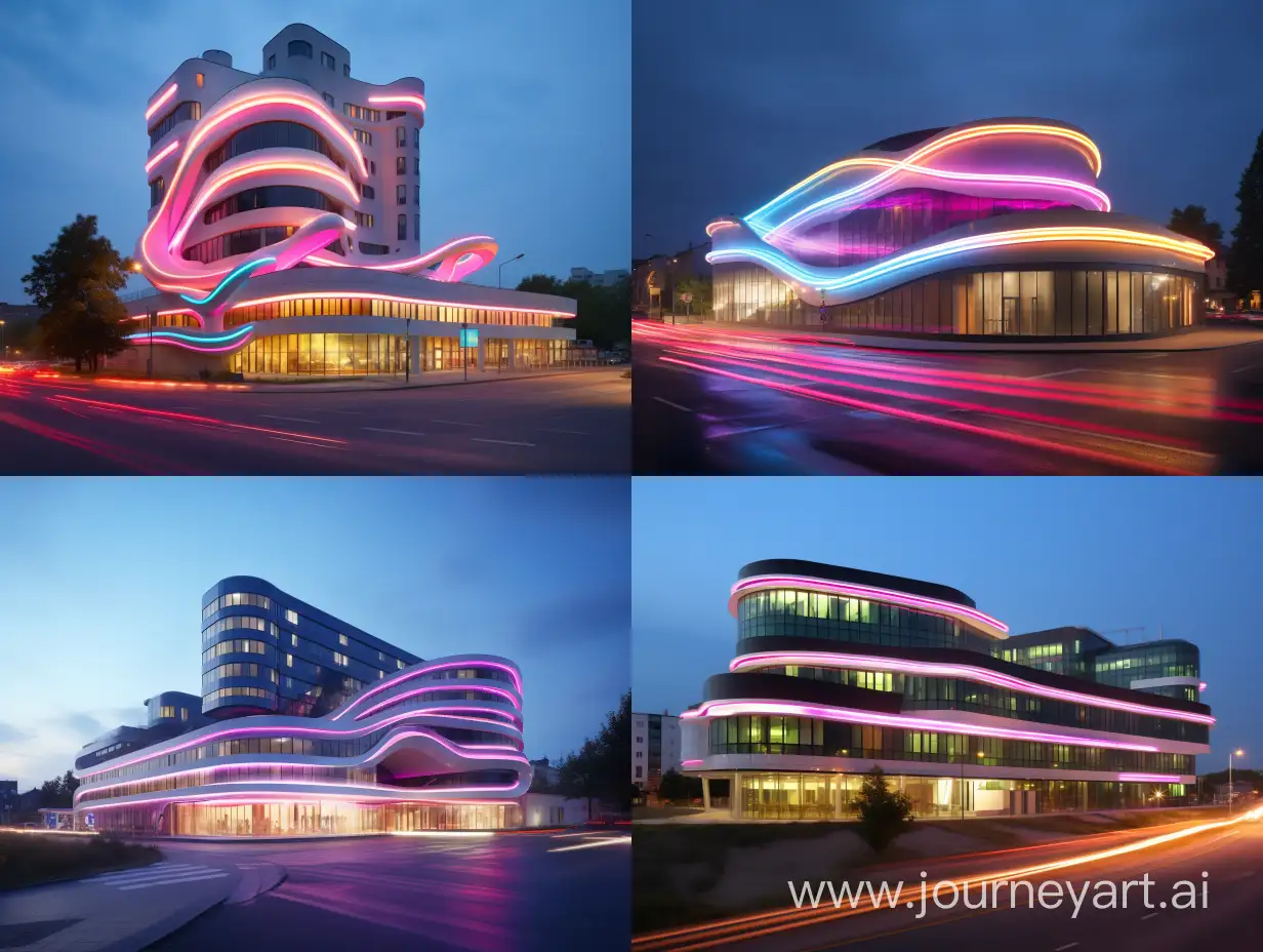 The building of the KfH Kidney Centre Offenbach was painted in neon colours