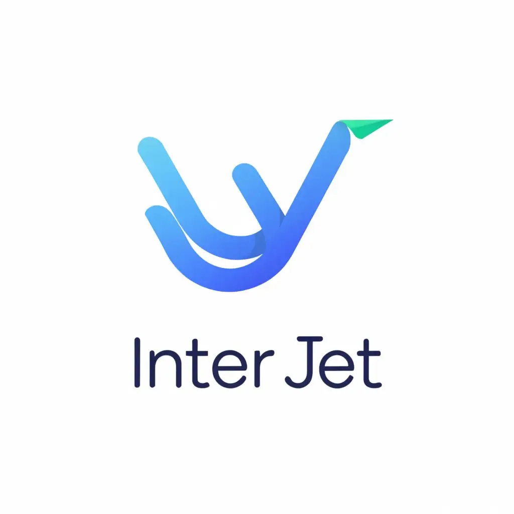 a logo design,with the text "INTERJET", main symbol:High speed internet service provider, Symbol, Icon, and play with Logo Name,Minimalistic,be used in Internet industry,clear background