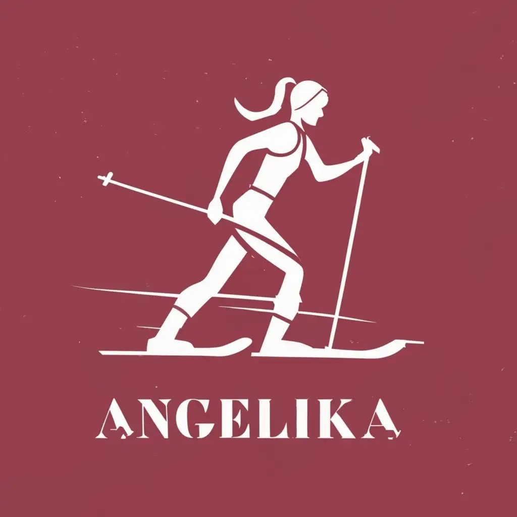 logo, Cross country skiing, with the text "Angelika", typography, be used in Sports Fitness industry