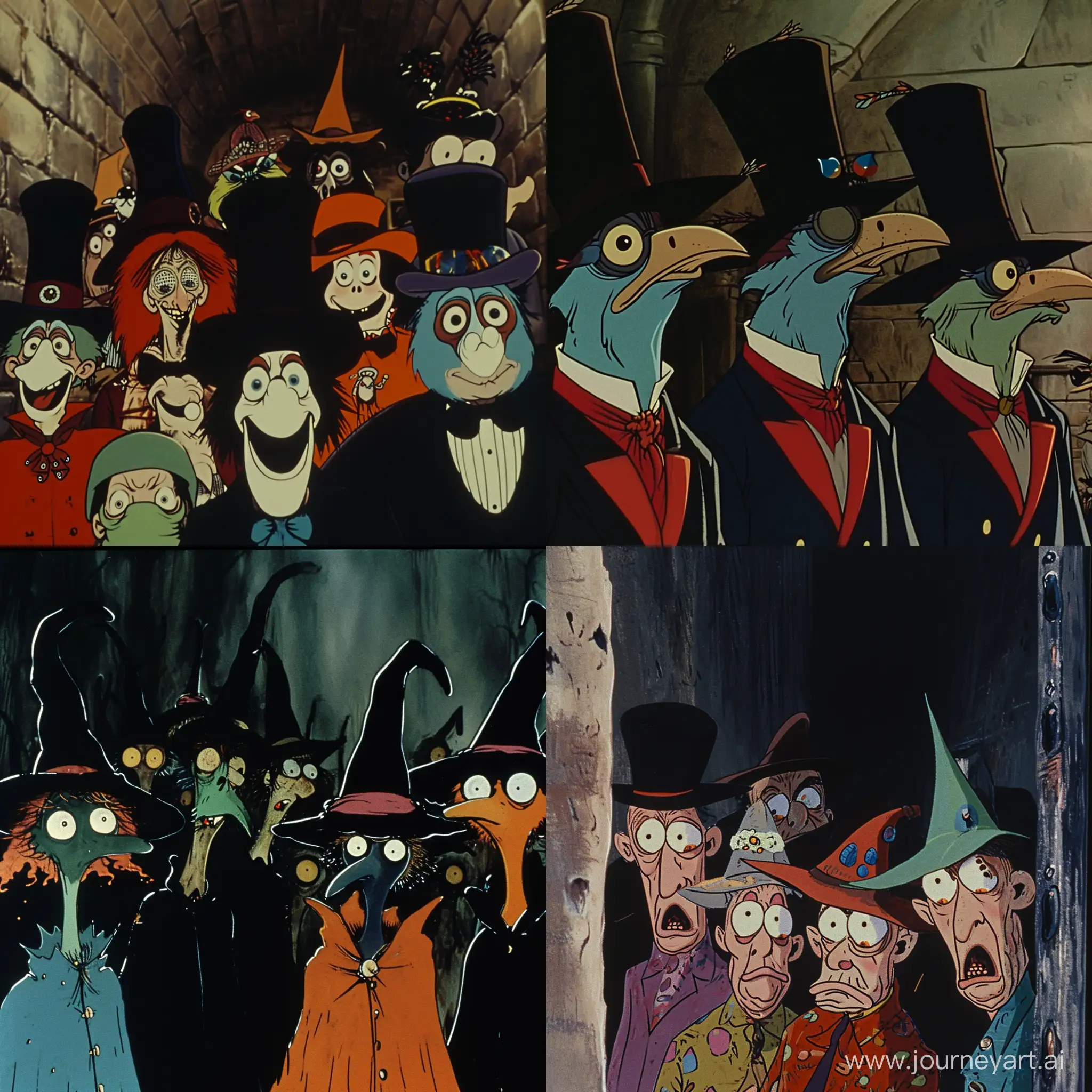 DVD screengrab from the animation movie The Society of the Hatsmen (1980), directed by Tim Burton --v 6

