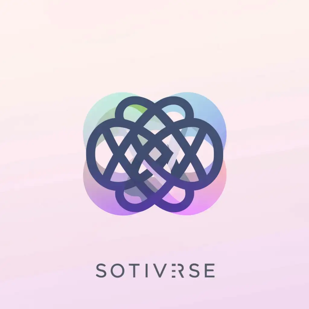 a logo design,with the text "softiverse", main symbol:galaxies, seashells, mother of pearls, stars, planets, plants, water, flowers, butterflies, bees, bugs, pastel lilac, pastel pink, pastel blue, eyes,Minimalistic,clear background