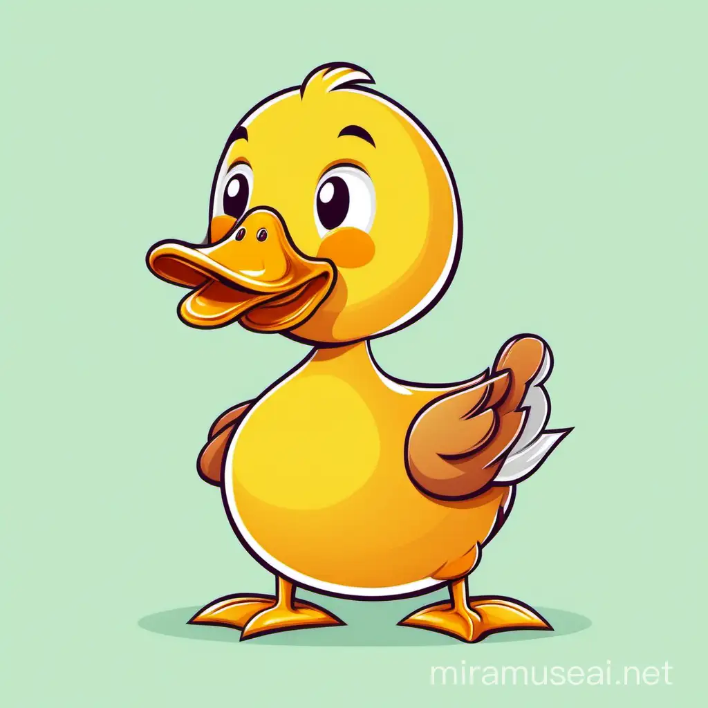 Adorable Duck Character Illustration Cutting Through Field of Flowers