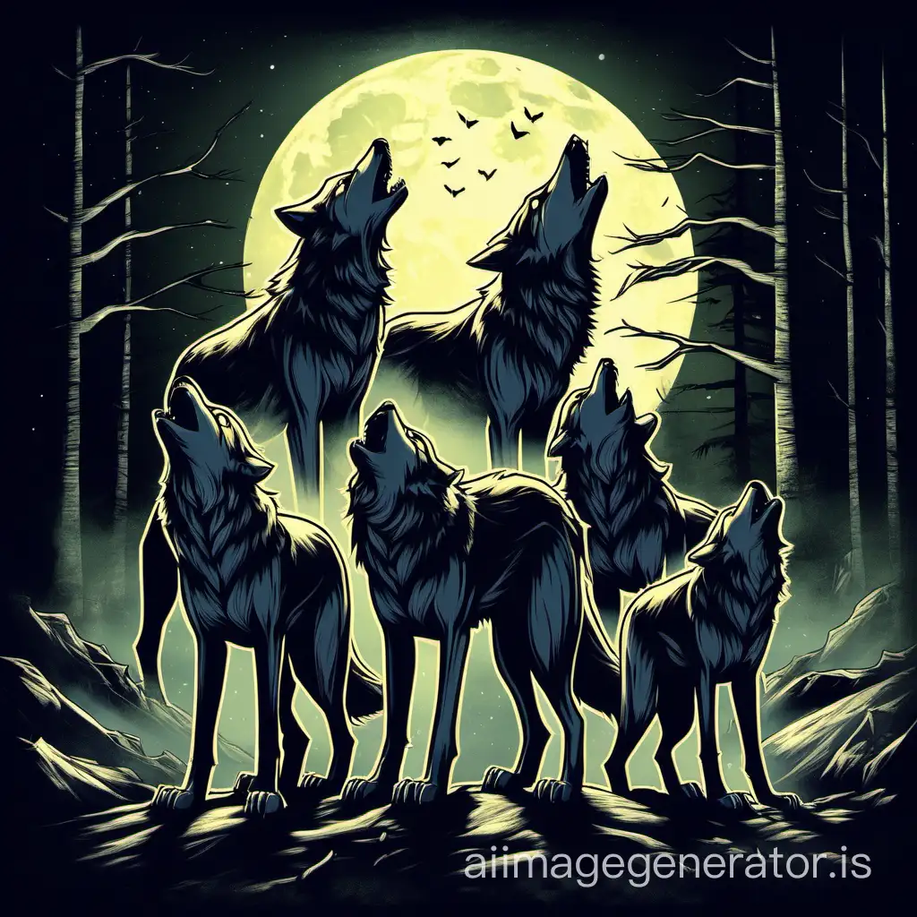 three wolves thirt but with three Alan Wake characters howling at the moon