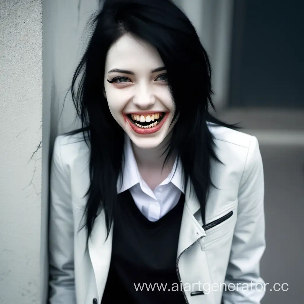Smiling-Girl-with-Black-Hair-and-Pale-Gray-Skin-in-Black-Jacket-and-White-Shirt