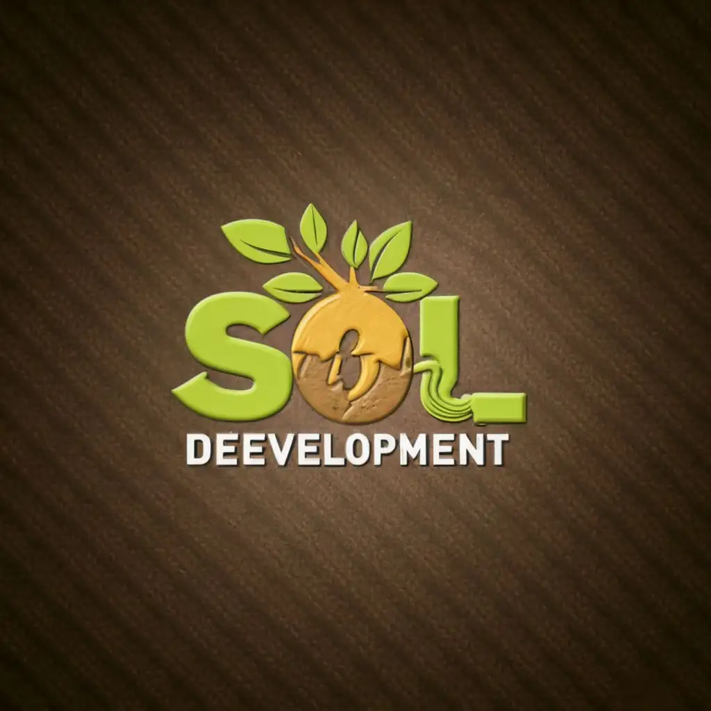 logo, 3d design, research, graphics and technical, with the text "Soil development", typography