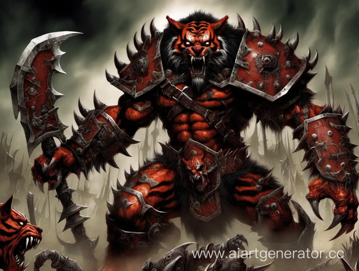 Ferocious-Tiger-Werewolf-Clad-in-Chaotic-Khorne-Armor