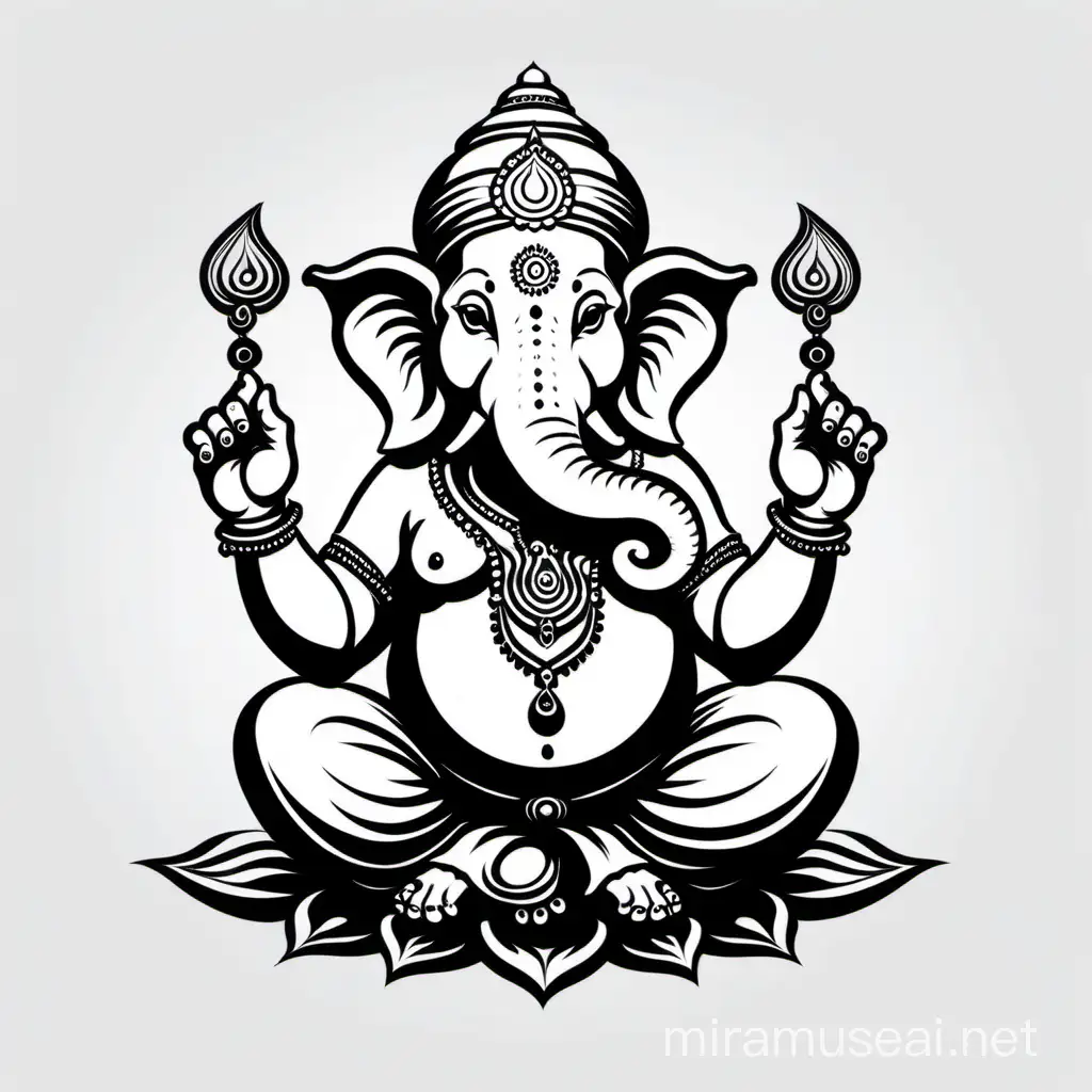 Ganpati Vector Image in Elegant Black