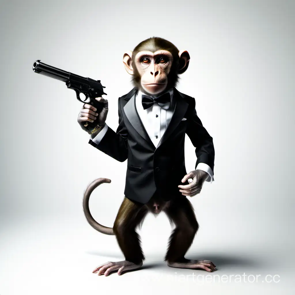 Elegant-Monkey-in-Tuxedo-Wielding-a-Stylish-Firearm