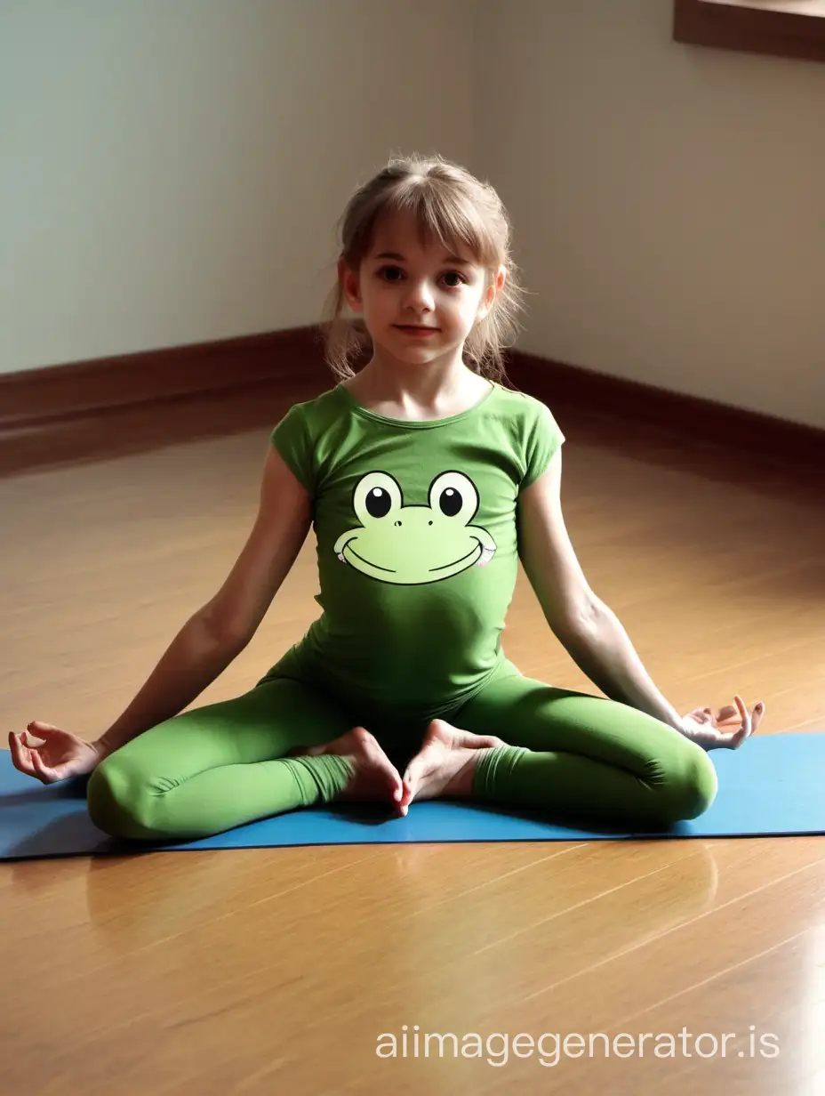 Young-Girl-Practicing-Yoga-in-Frog-Pose
