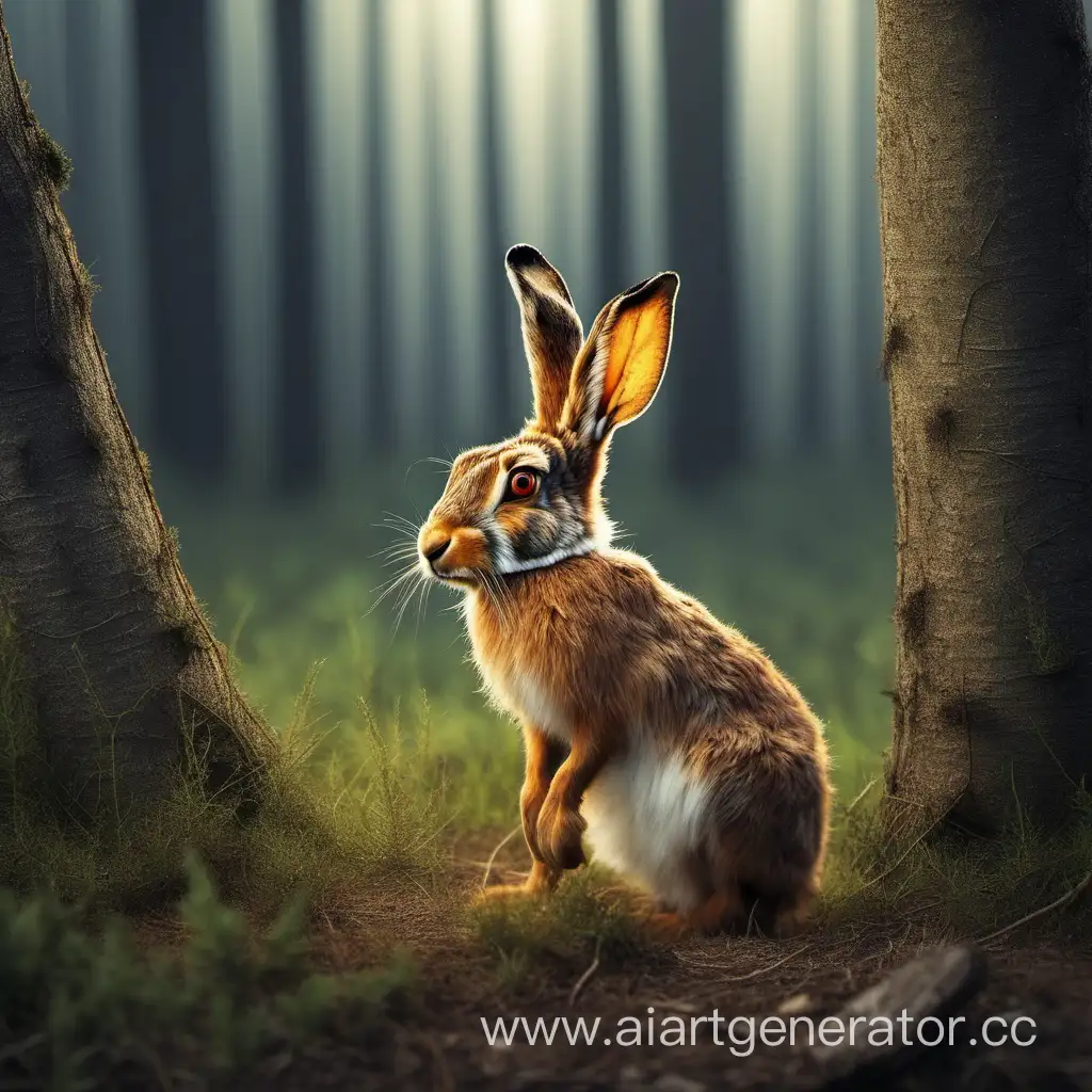 Lonely-Hare-in-the-Enchanted-Forest