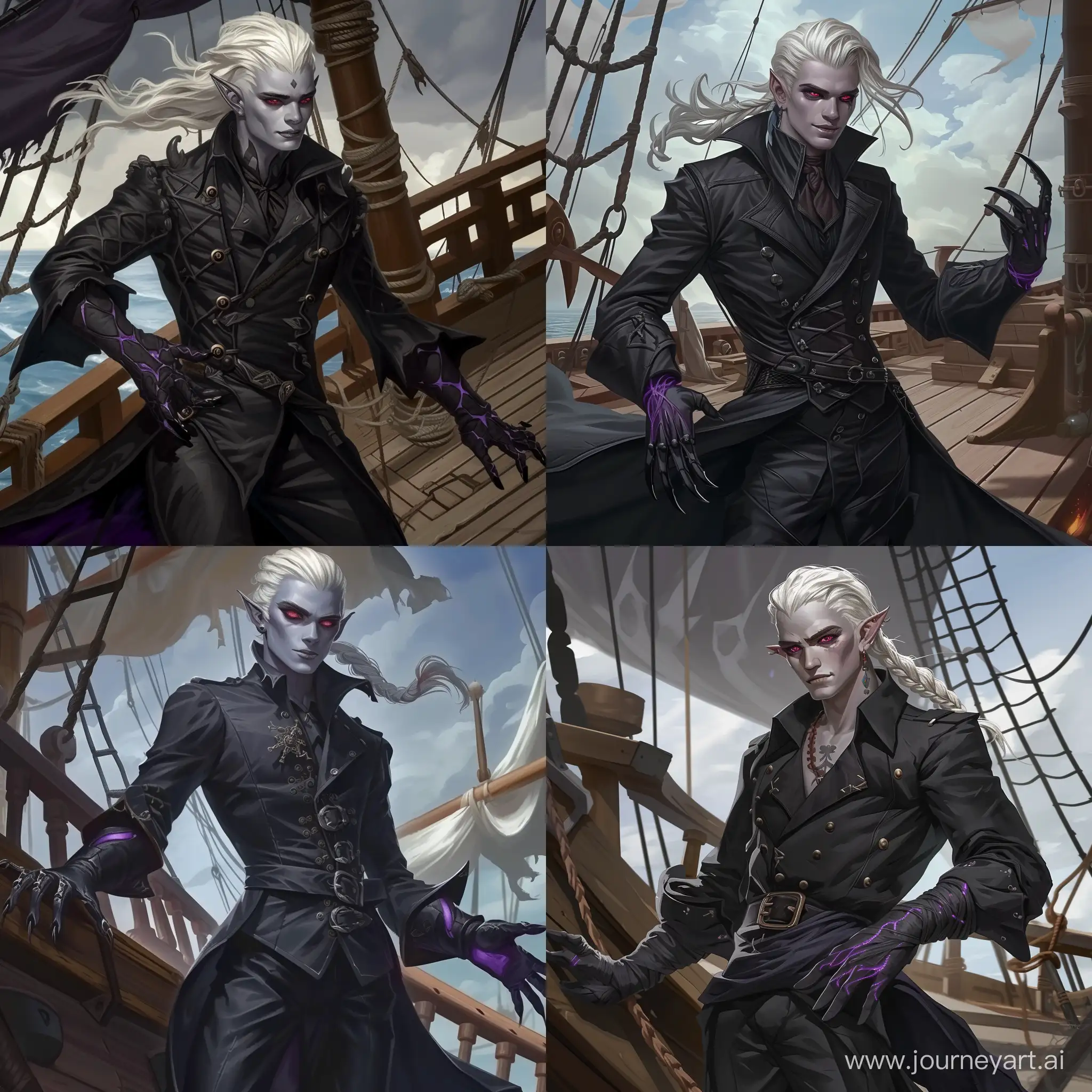 Handsome-Drow-Pirate-on-Deck-of-Pirate-Ship