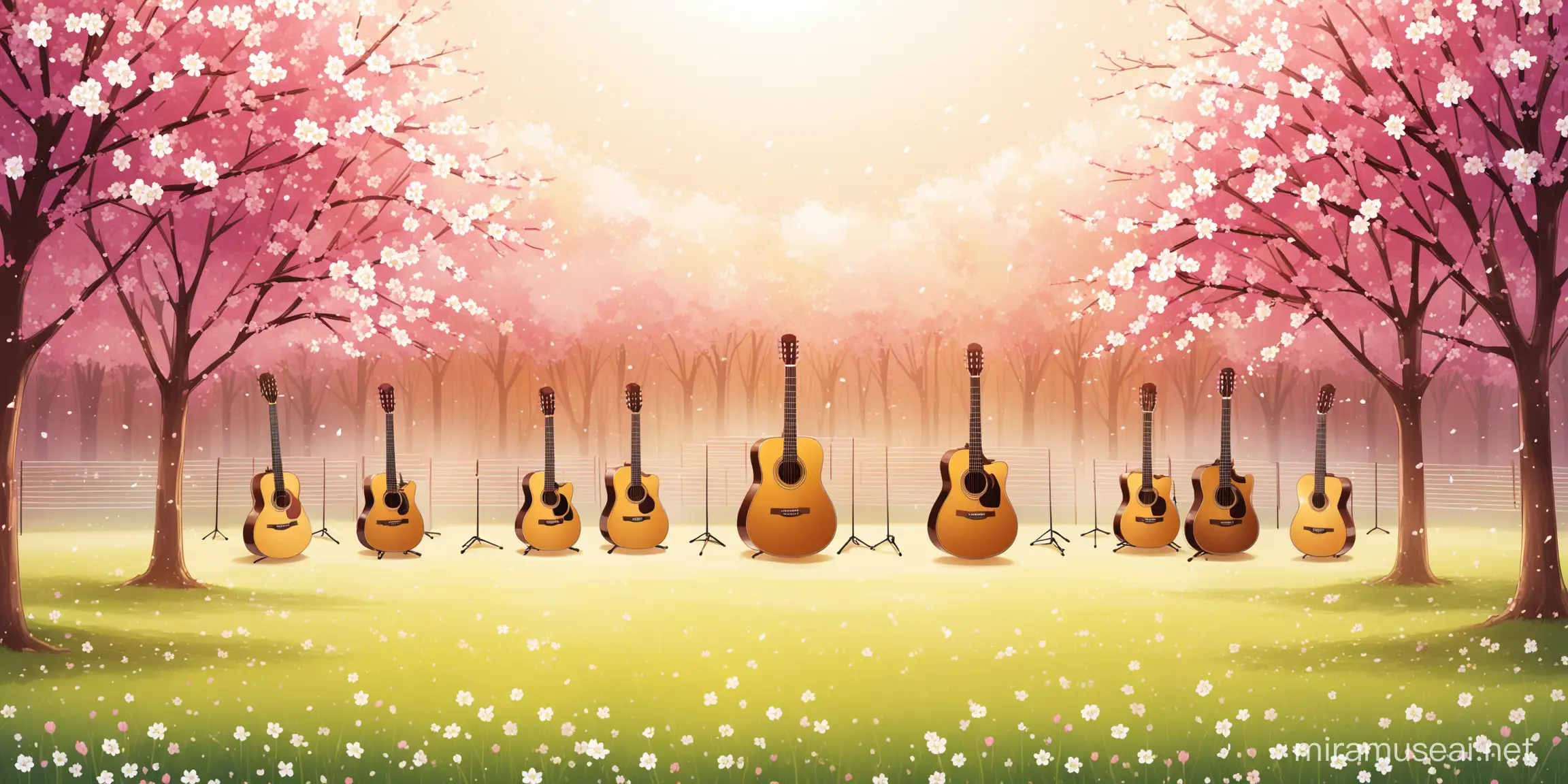 poster of a springtime guitar concert at music school with no titles or any writings