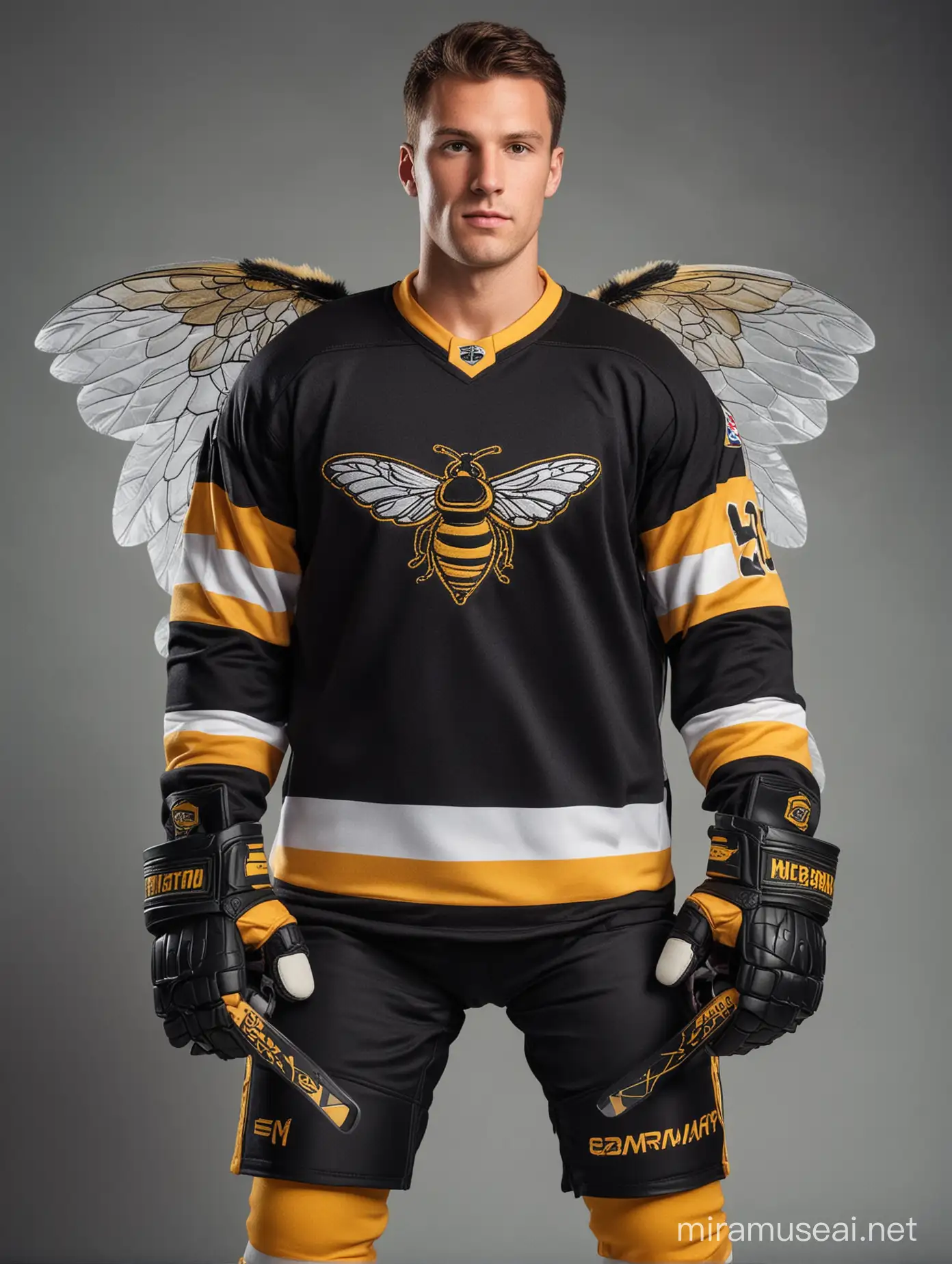 NHL Ice Hockey Player in Honeybee Costume Photoshoot