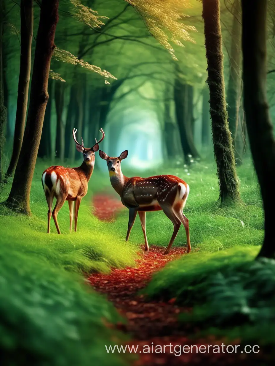 enchanting beautiful forest with deer
