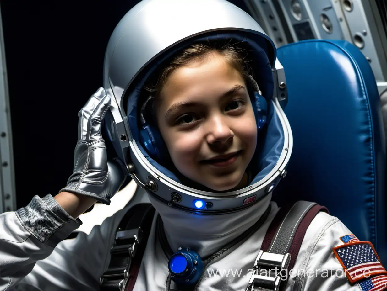 Young-Female-Astronaut-in-Silver-Jumpsuit-Preparing-for-First-Space-Flight