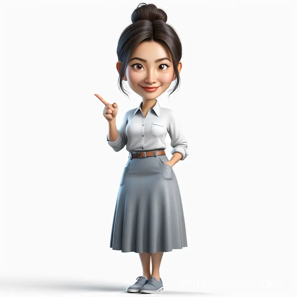 Realistic 4D Caricature of Young Indonesian Woman in Peaceful Gesture